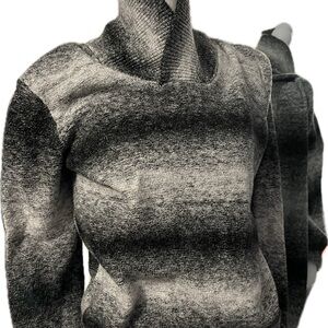Calvin Klein Black and Gray Turtleneck Sweater with Gradient Pattern